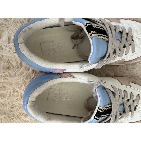 Shu Shop Platform Sneakers Size 10 Leather Suede‎ Colorblock Chunky Casual - Picture 7 of 8